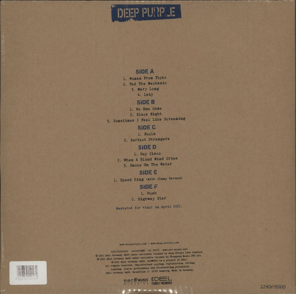 Deep Purple Live in Wollongong 2001 - Blue - Sealed UK 3-LP vinyl record set (Triple LP Album) 4029759140269