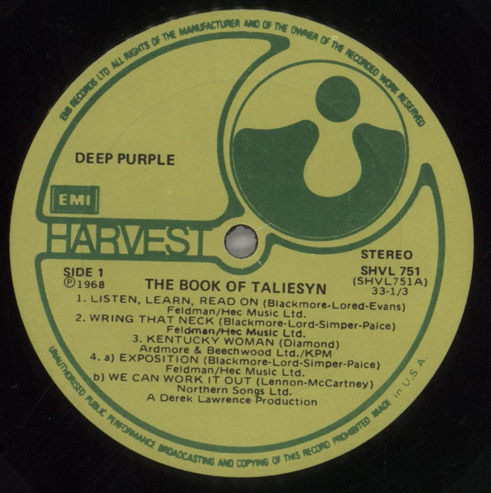 Deep Purple The Book Of Taliesyn - USA Pressing UK vinyl LP album (LP record) DEELPTH859006