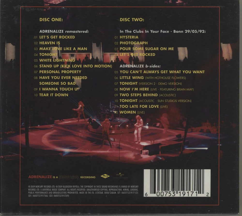 Def Leppard Adrenalize UK 2 CD album set (Double CD) DEF2CAD681239