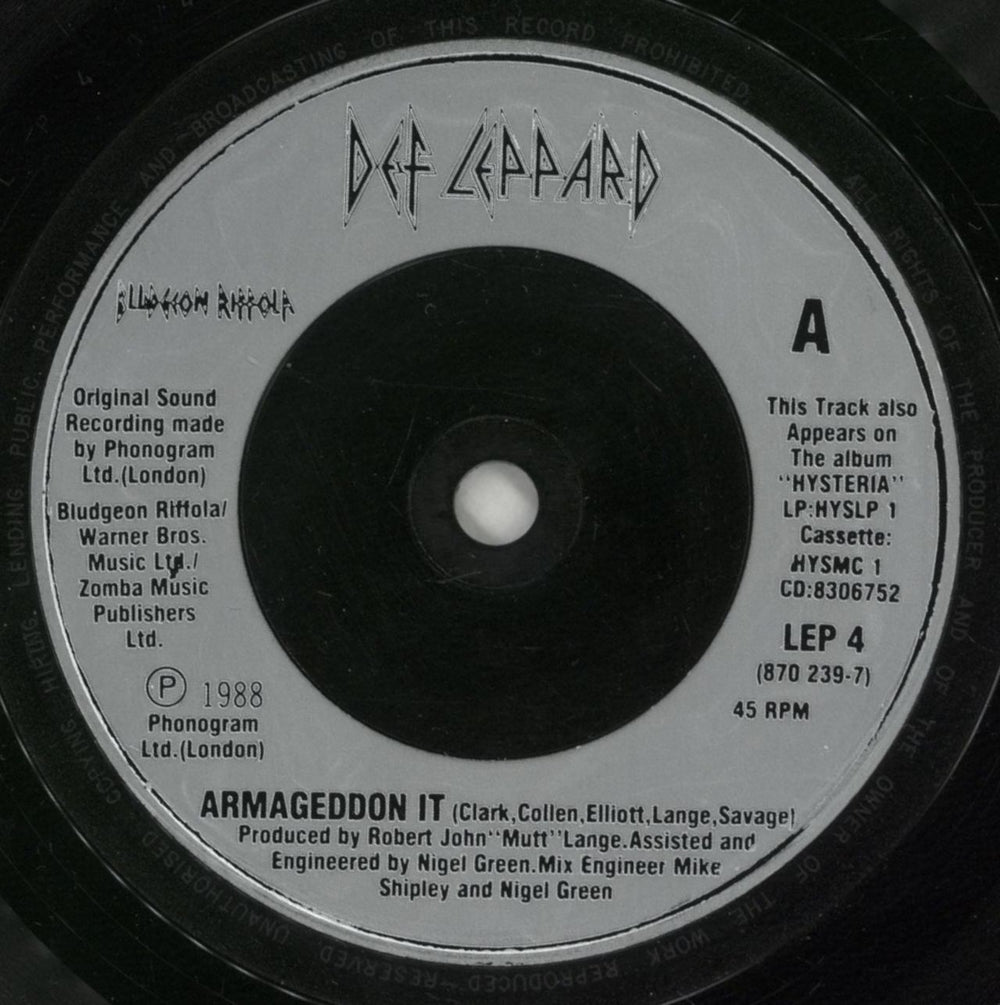 Def Leppard Armageddon It - Atomic Mix UK 7" vinyl single (7 inch record / 45) DEF07AR30484