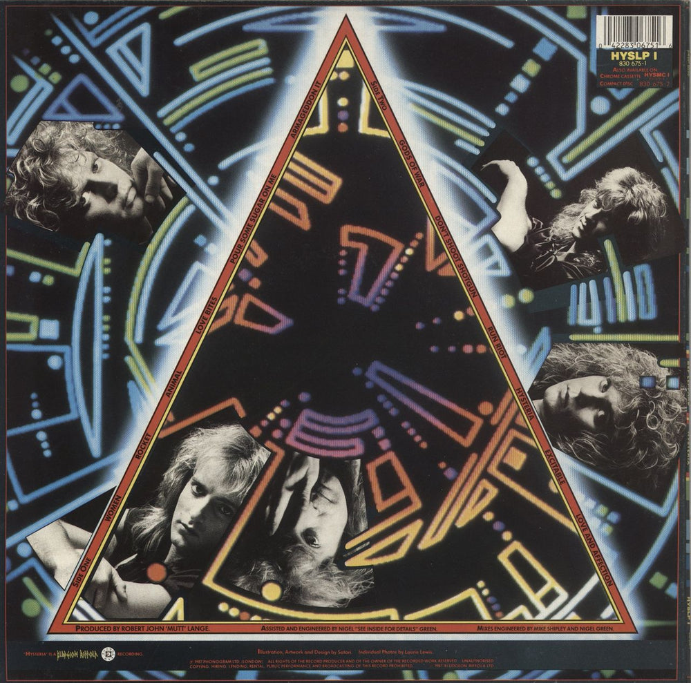 Def Leppard Hysteria - Triangular Stickered P/S + Insert UK vinyl LP album (LP record) 042283067516