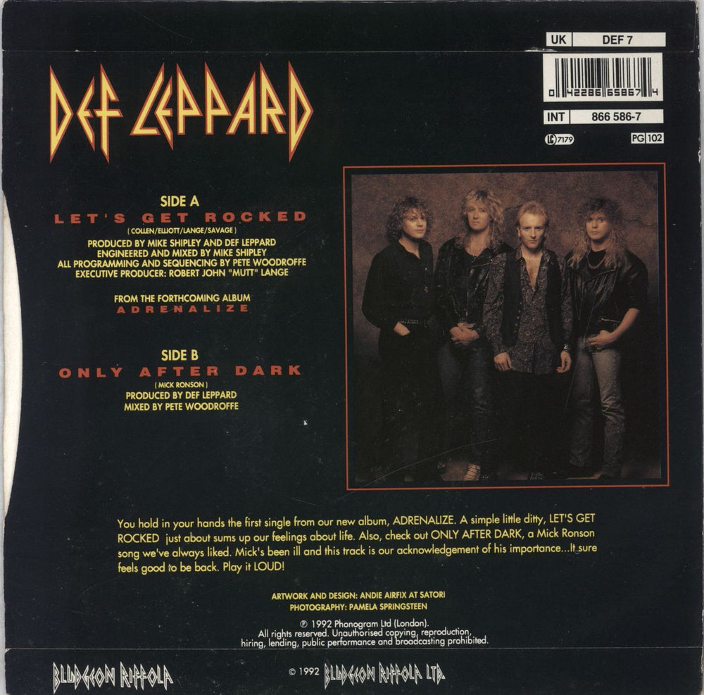 Def Leppard Let's Get Rocked - Paper Labels UK 7" vinyl single (7 inch record / 45) DEF07LE824882