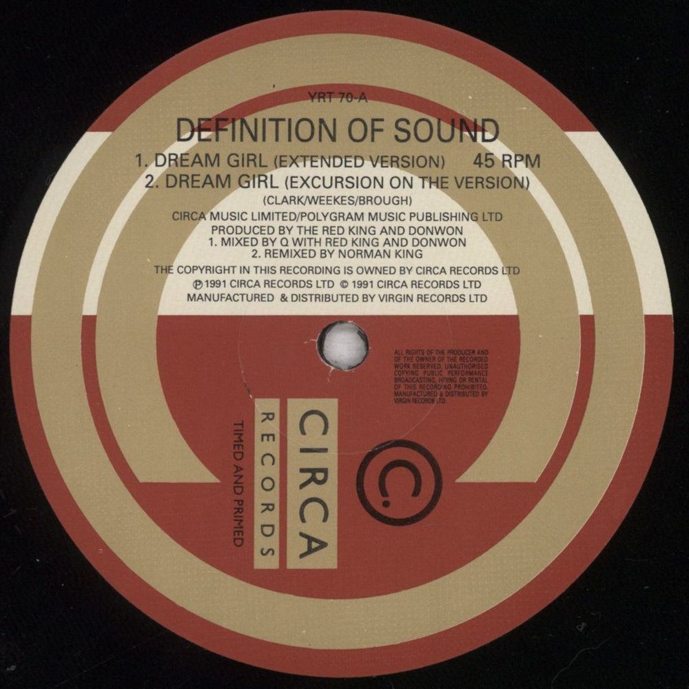 Definition Of Sound Dream Girl UK 12" vinyl single (12 inch record / Maxi-single) DFS12DR841512