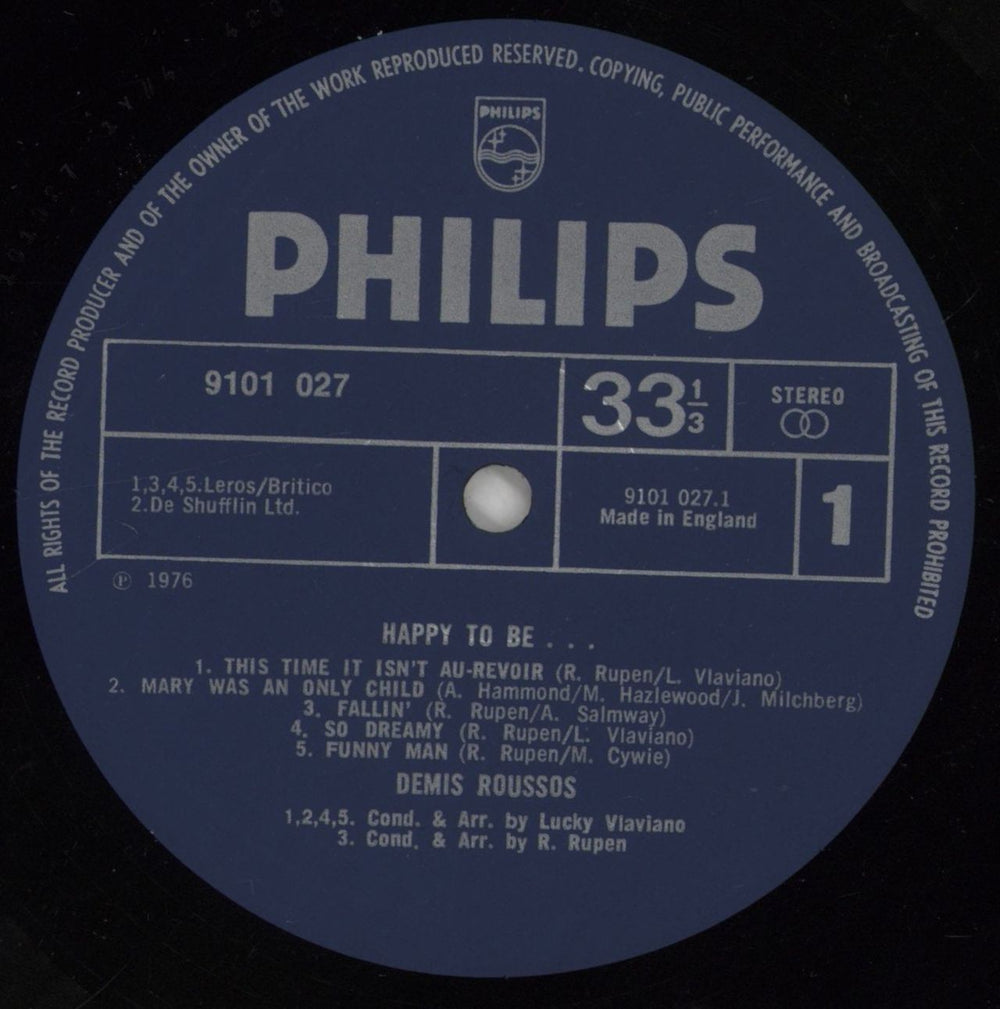 Demis Roussos Happy To Be... UK vinyl LP album (LP record) DMRLPHA228747