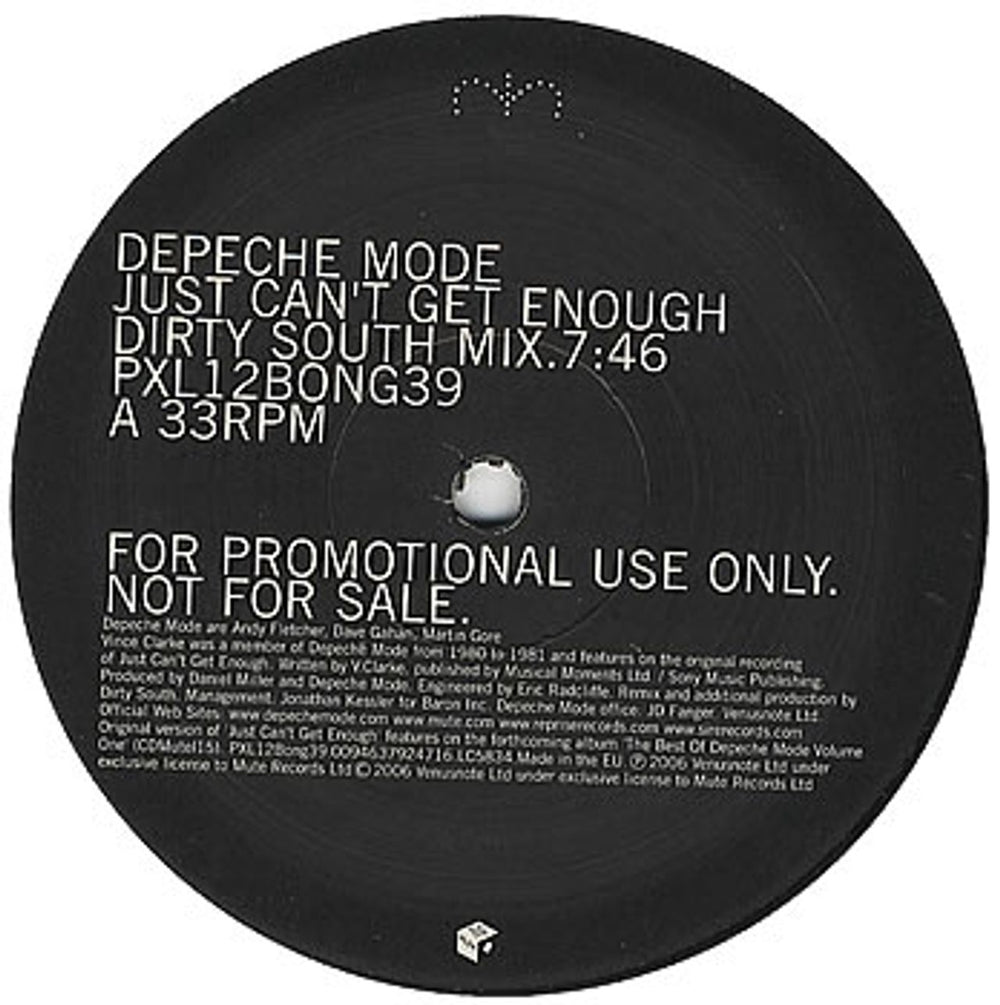 Depeche Mode Just Can't Get Enough / Personal Jesus UK Promo 12" vinyl single (12 inch record / Maxi-single) PXL12BONG39