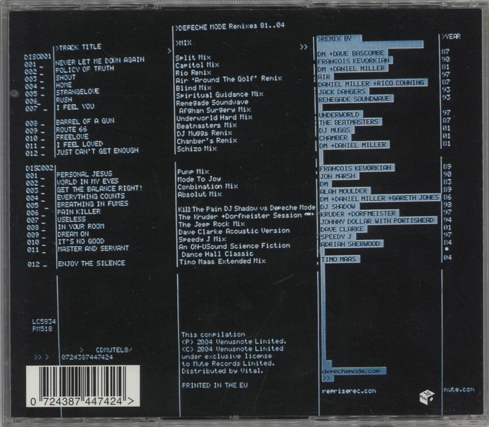 Depeche Mode Remixes 81-04 UK 2 CD album set (Double CD) 724387447424