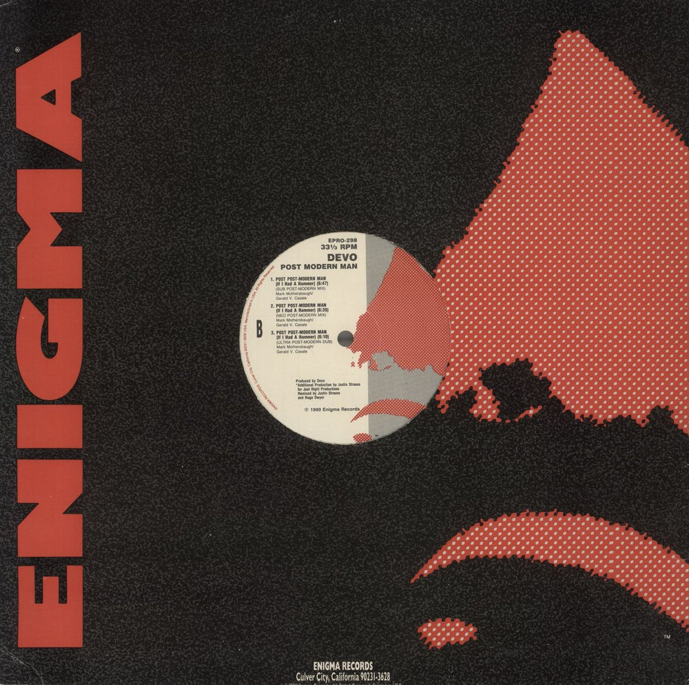 Devo Post Post-Modern Man - Promo US Promo 12" vinyl single (12 inch record / Maxi-single) DVO12PO858023