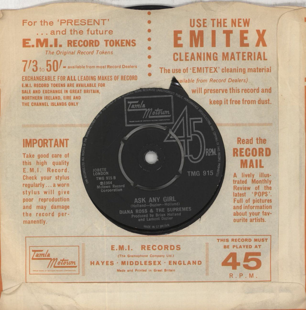 Diana Ross & The Supremes Baby Love UK 7" vinyl single (7 inch record / 45)