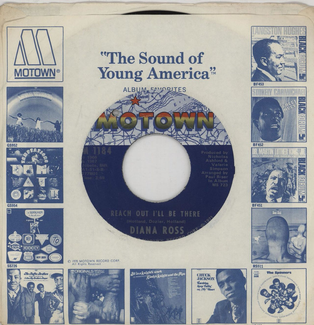 Diana Ross Reach Out I'll Be There / (They Long To Be) Close To You US 7" vinyl single (7 inch record / 45) M1184