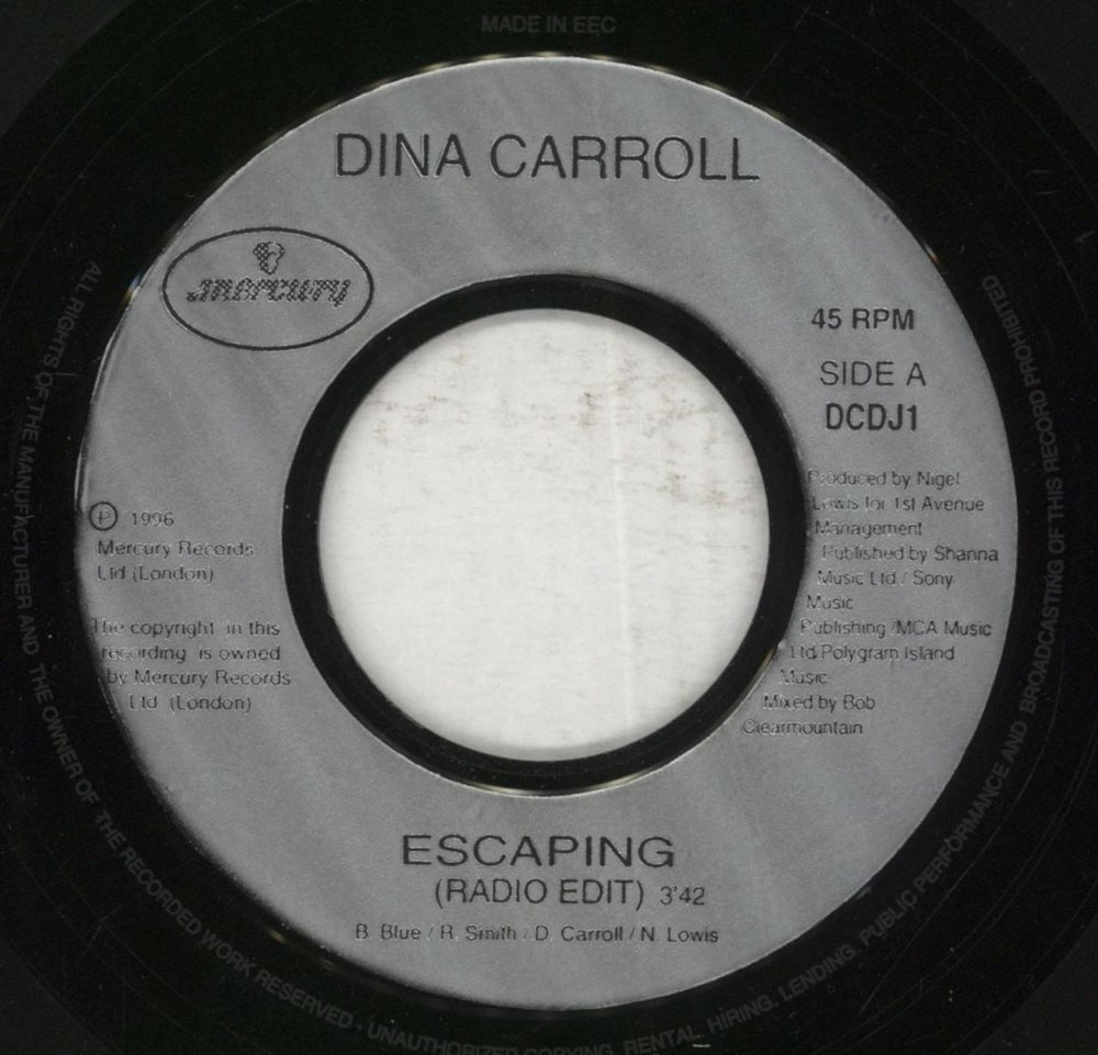 Dina Carroll Escaping UK 7" vinyl single (7 inch record / 45) DNC07ES855201