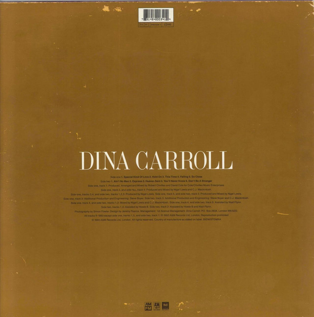 Dina Carroll So Close - 1st UK vinyl LP album (LP record) 731454003414