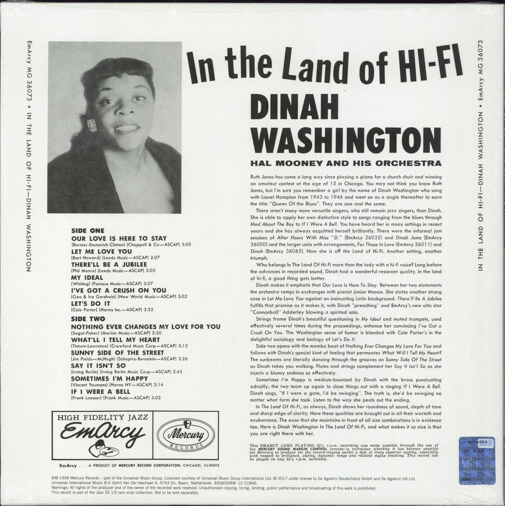 Dinah Washington In The Land Of Hi-Fi - 180gm Vinyl - Sealed + Booklet UK vinyl LP album (LP record)