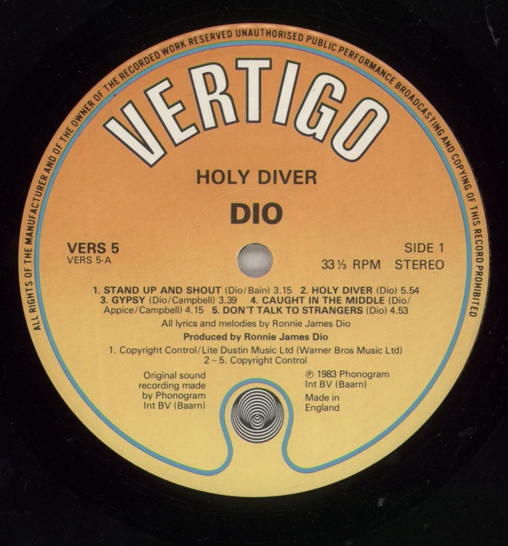 Dio Holy Diver + inner - EX UK vinyl LP album (LP record) DIOLPHO879828