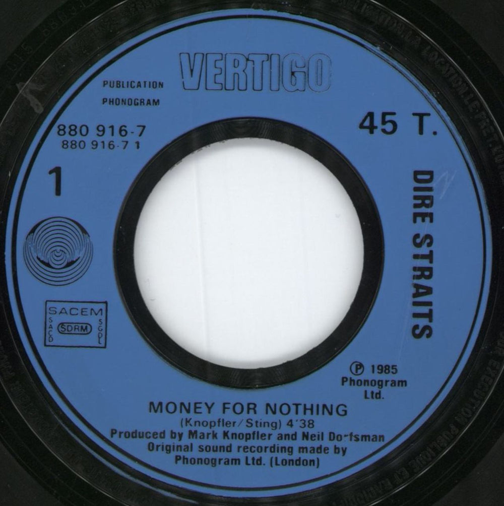 Dire Straits Money For Nothing + Sleeve French 7" vinyl single (7 inch record / 45) DIR07MO798909