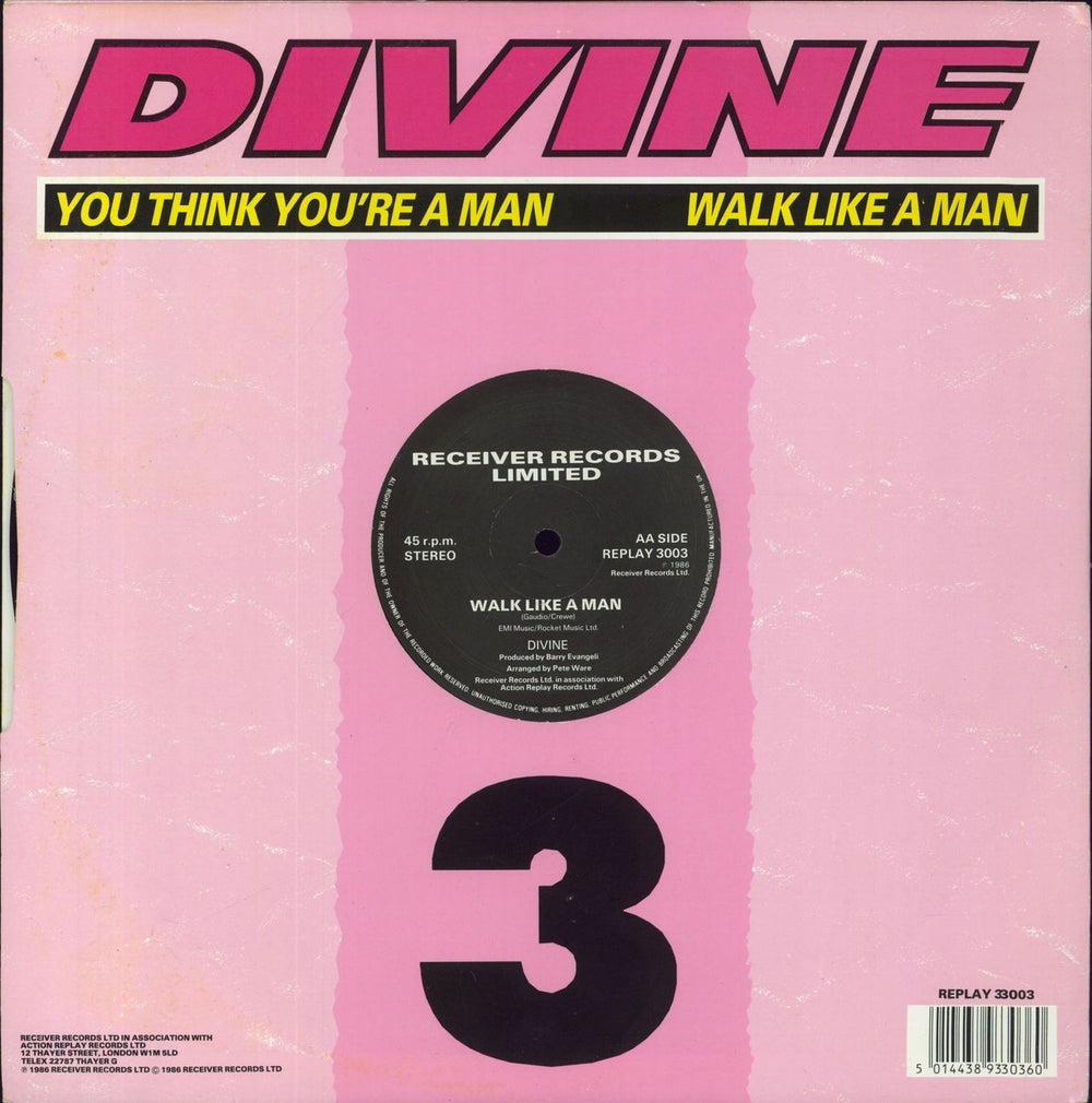 Divine (80's) You Think You're A Man / Walk Like A Man UK 12" vinyl single (12 inch record / Maxi-single) 5014438930261