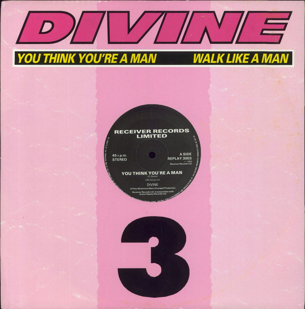 Divine (80's) You Think You're A Man / Walk Like A Man UK 12" vinyl single (12 inch record / Maxi-single) REPLAY3003