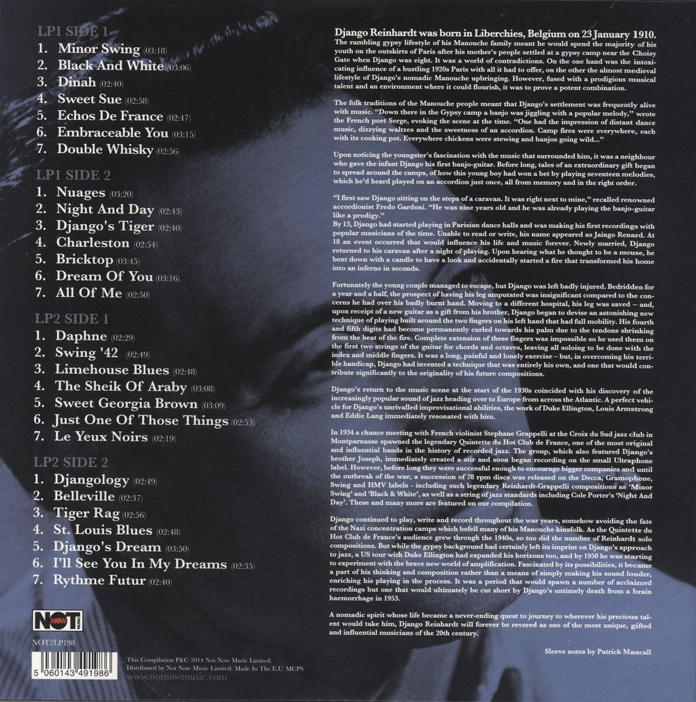 Django Reinhardt The Django Reinhardt Anthology UK 2-LP vinyl record set (Double LP Album) 5060143491986
