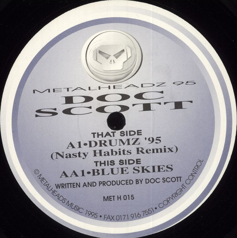 Doc Scott Drumz '95 UK 12" vinyl single (12 inch record / Maxi-single) METH015