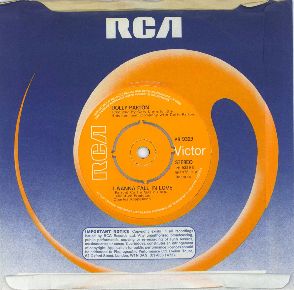 Dolly Parton Baby I'm Burnin UK 7" vinyl single (7 inch record / 45)