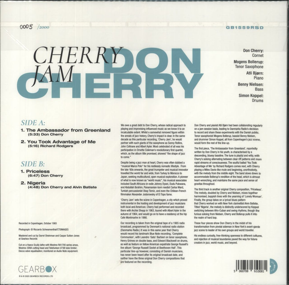 Don Cherry Cherry Jam - RSD 2020 - Low Number UK 12" vinyl single (12 inch record / Maxi-single) 5060708610081