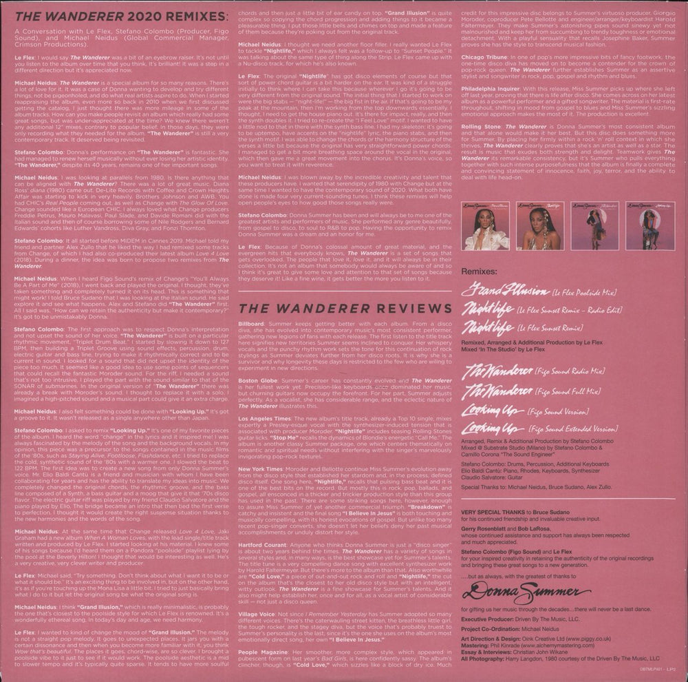 Donna Summer The Wanderer - 180gm Pink & Black Vinyl UK 2-LP vinyl record set (Double LP Album) Audiophile Deleted