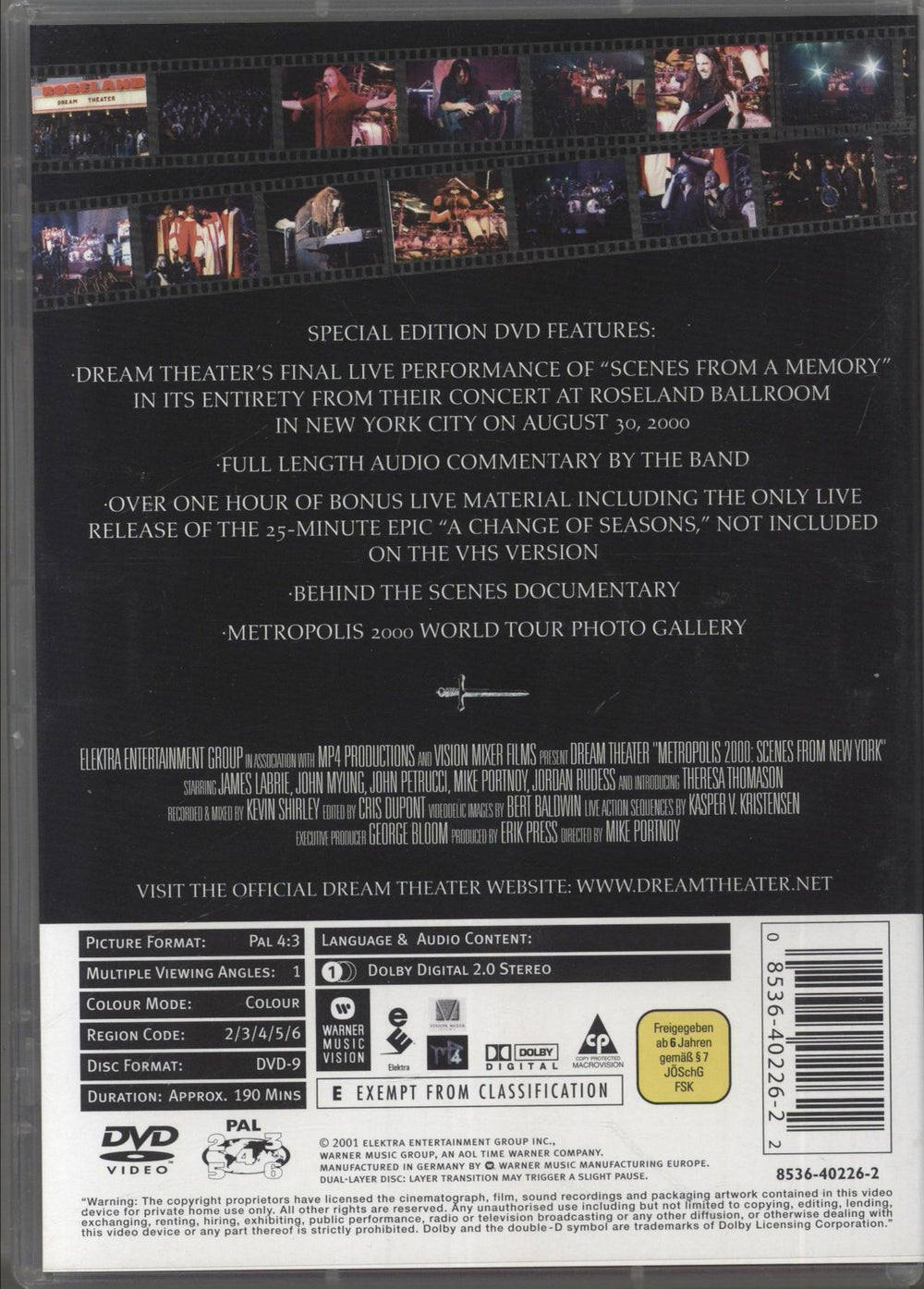 Dream Theater Metropolis 2000: Scenes From New York UK DVD 085364022622