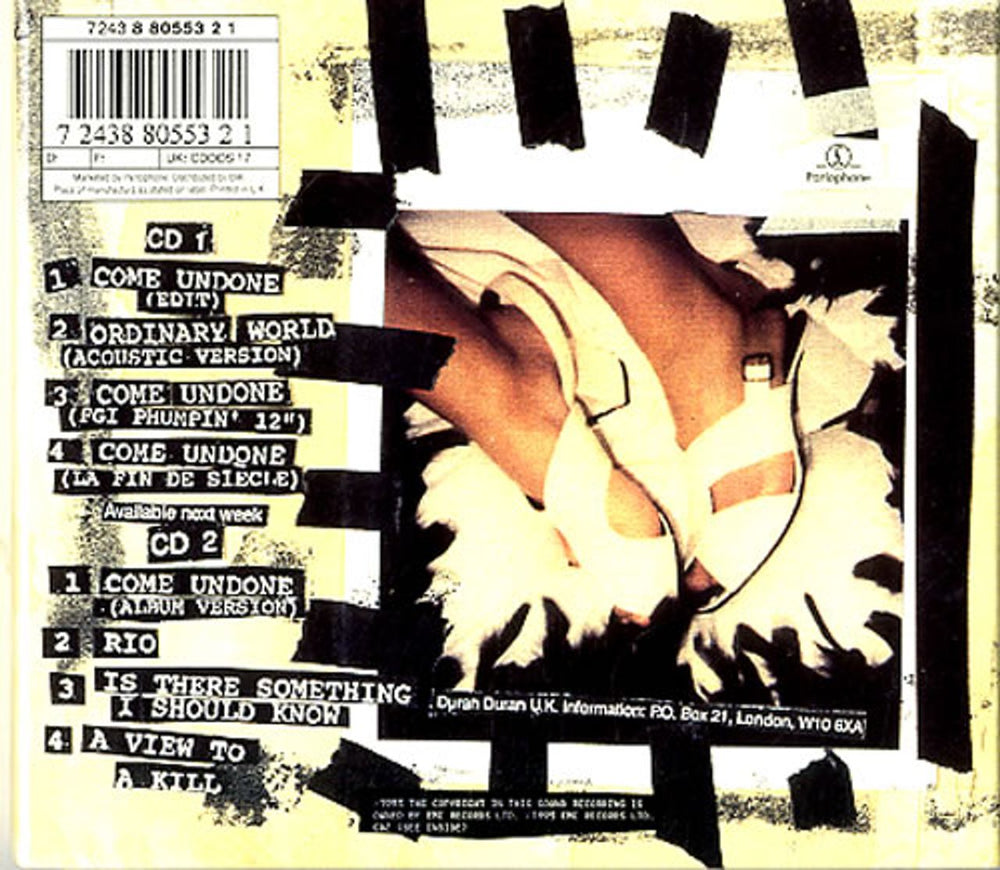Duran Duran Come Undone - Both Parts in Digipak UK 2-CD single set (Double CD single) DDN2SCO88226