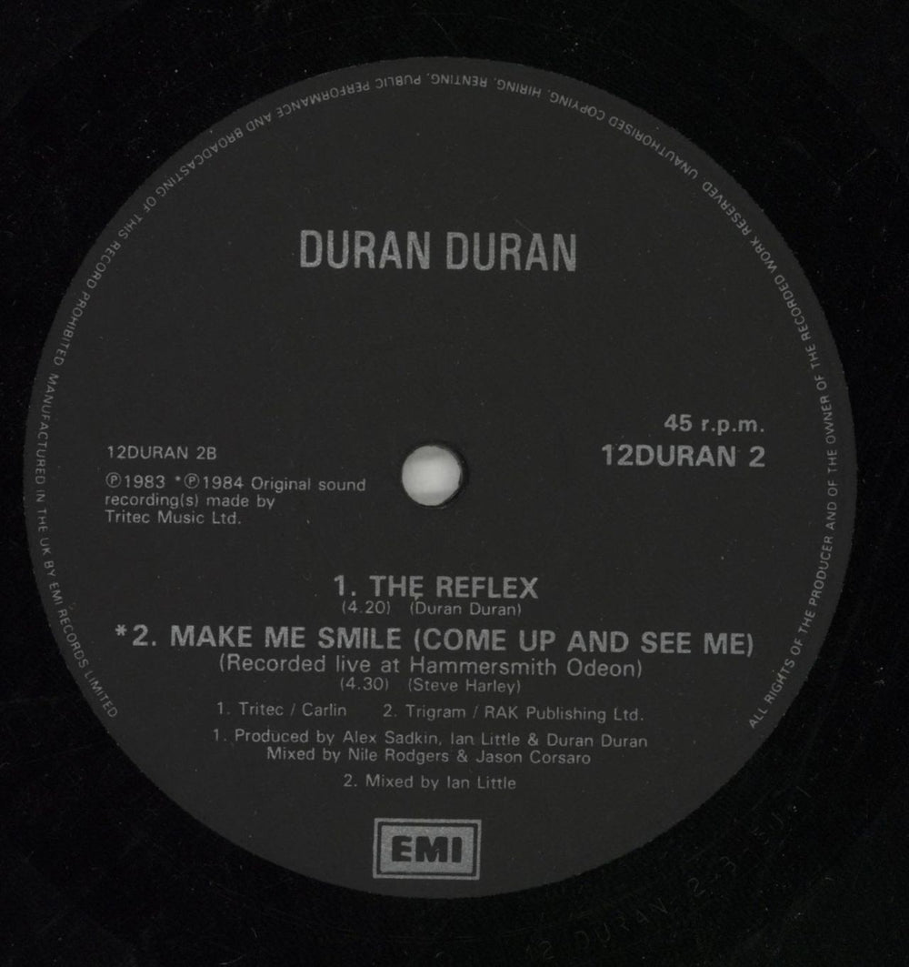 Duran Duran The Reflex - Factory Sample UK 12" vinyl single (12 inch record / Maxi-single) DDN12TH870855