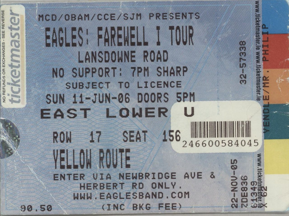 Eagles Farewell I + Ticket UK tour programme EAGTRFA869634