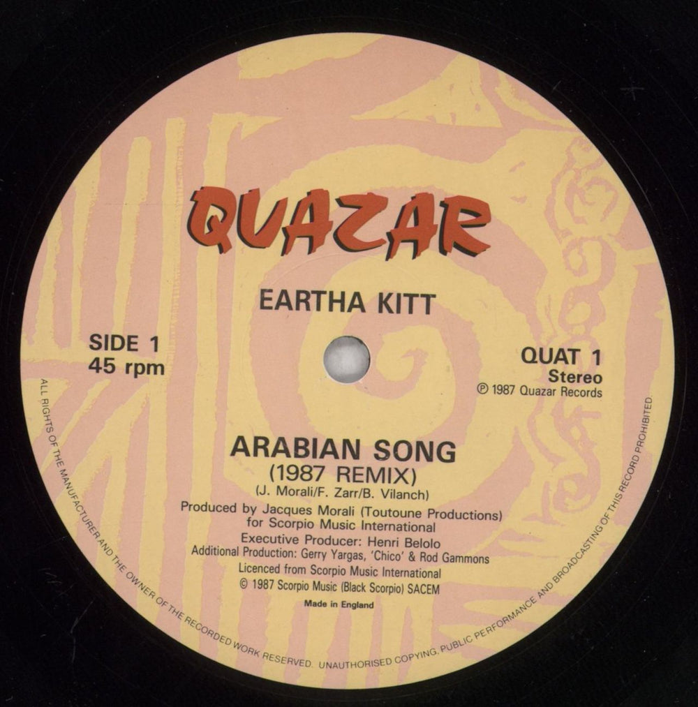 Eartha Kitt Arabian Song UK 12" vinyl single (12 inch record / Maxi-single) ERK12AR840176