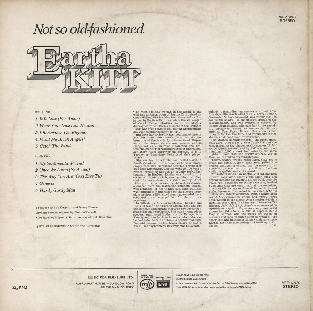 Eartha Kitt Not So Old-Fashioned UK vinyl LP album (LP record)
