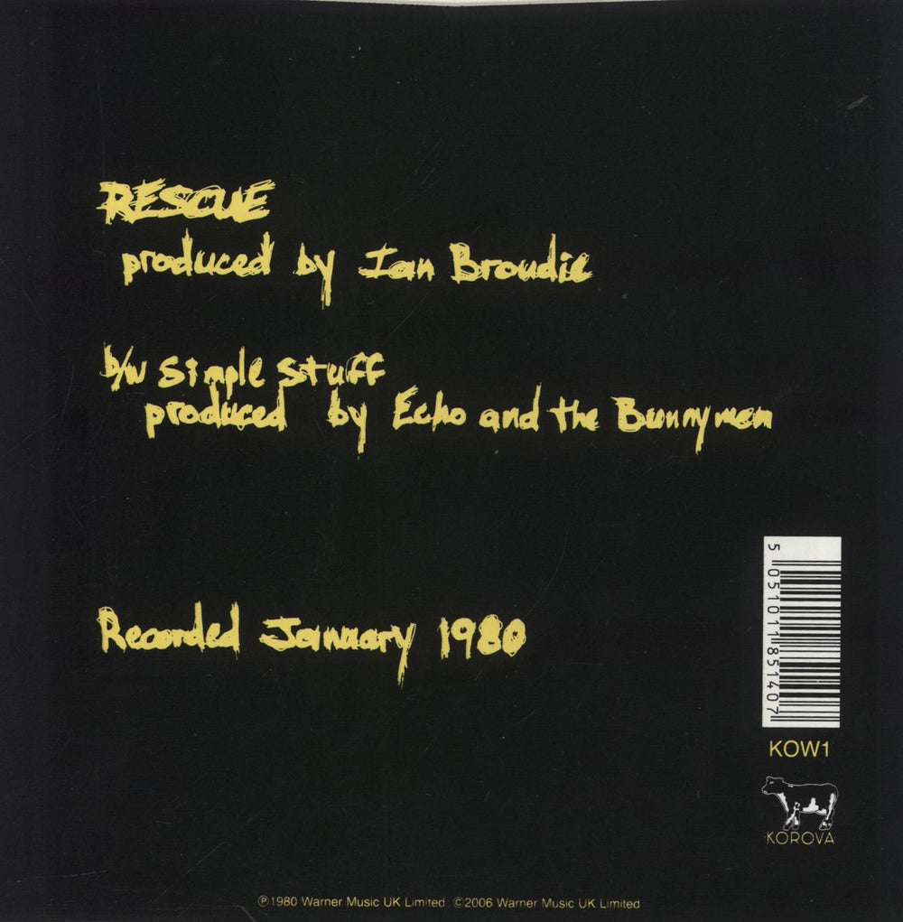 Echo & The Bunnymen Rescue UK 7" vinyl single (7 inch record / 45) 5051011851407