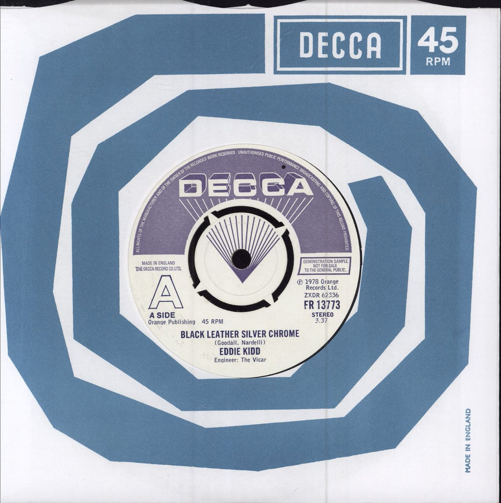 Eddie Kidd Black Leather Silver Chrome - A Label UK Promo 7" vinyl single (7 inch record / 45) FR13773