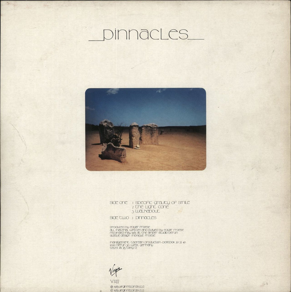 Edgar Froese Pinnacles UK vinyl LP album (LP record)