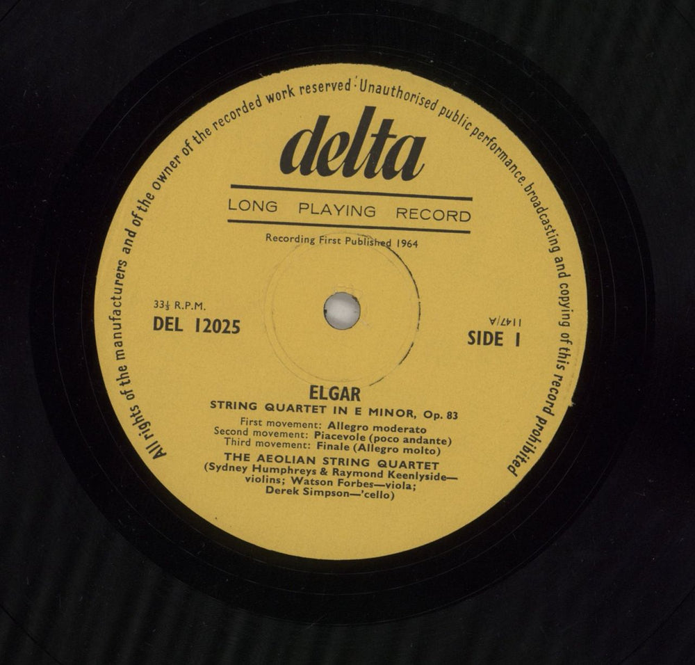 Edward Elgar Elgar: String Quartet In E Minor, Op. 83 / Vaughan-WilliamsString Quartet No. 1 In G Minor UK vinyl LP album (LP record) EFDLPEL862336