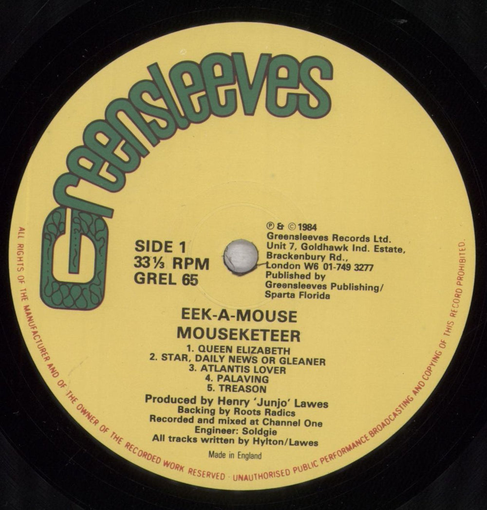 Eek-A-Mouse Mouseketeer UK vinyl LP album (LP record) H5WLPMO840842