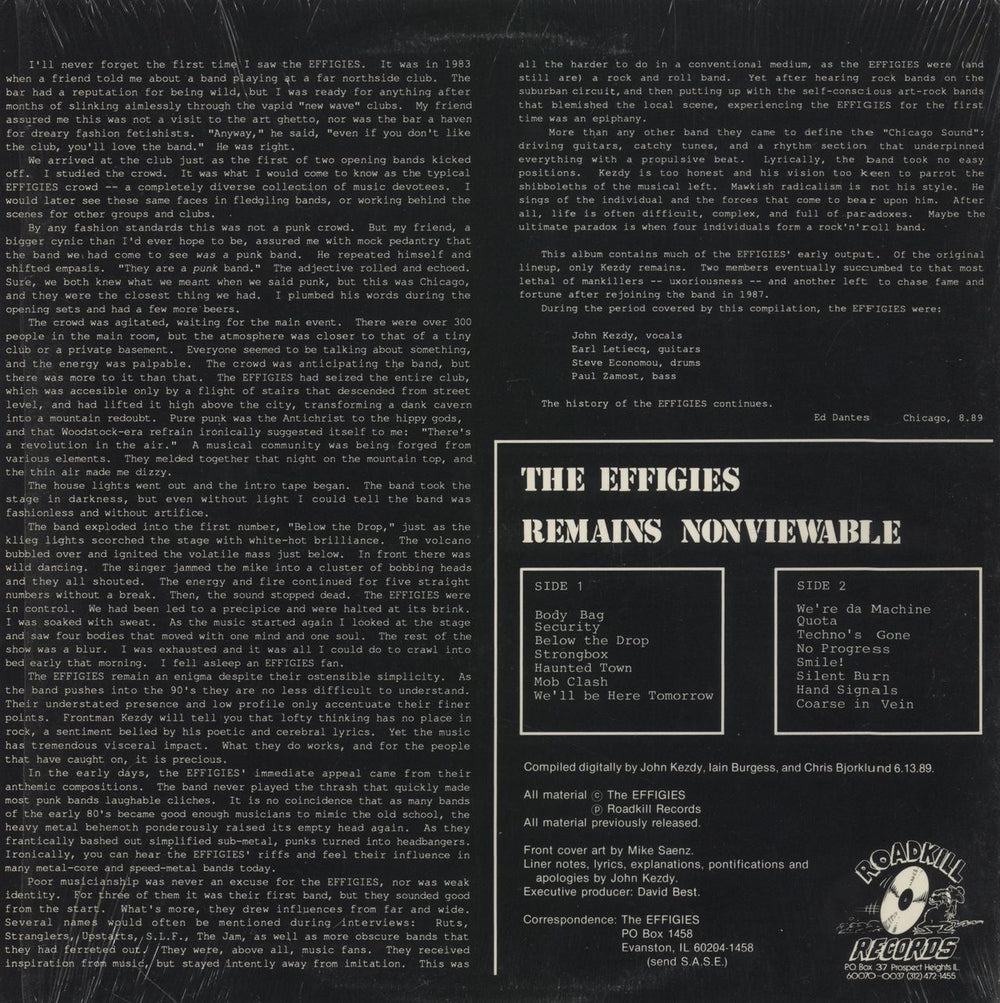 Effigies Remains Nonviewable US vinyl LP album (LP record)