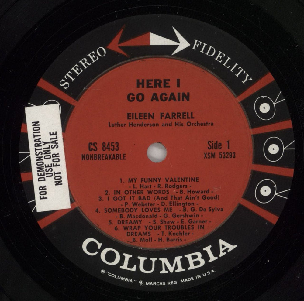 Eileen Farrell Here I Go Again US Promo vinyl LP album (LP record) EFLLPHE878529
