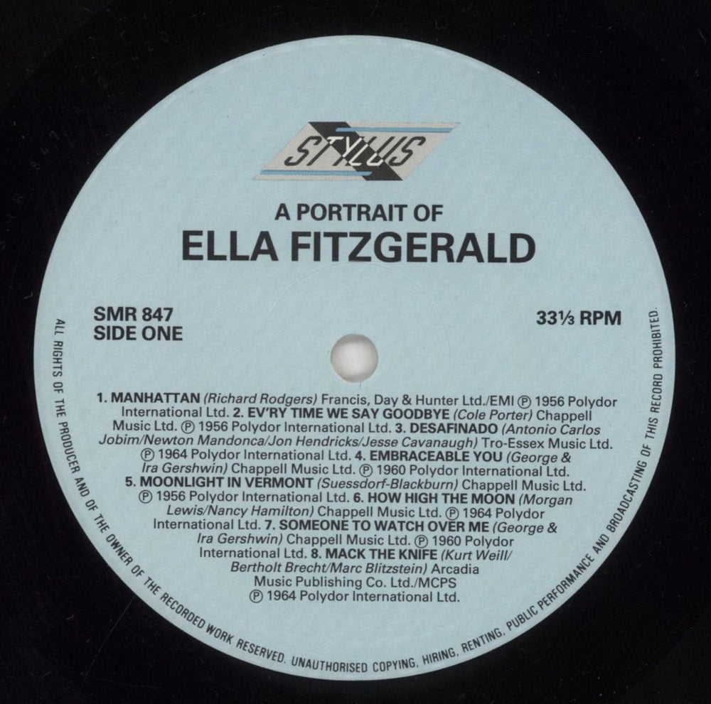 Ella Fitzgerald A Portrait Of Ella Fitzgerald UK vinyl LP album (LP record) EFZLPAP450539