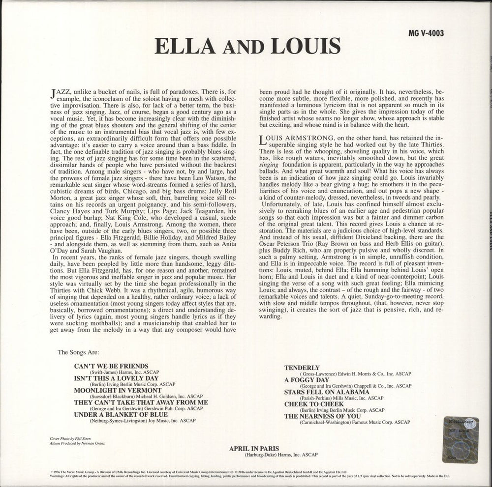 Ella Fitzgerald & Louis Armstrong Ella And Louis - 180gm UK vinyl LP album (LP record)