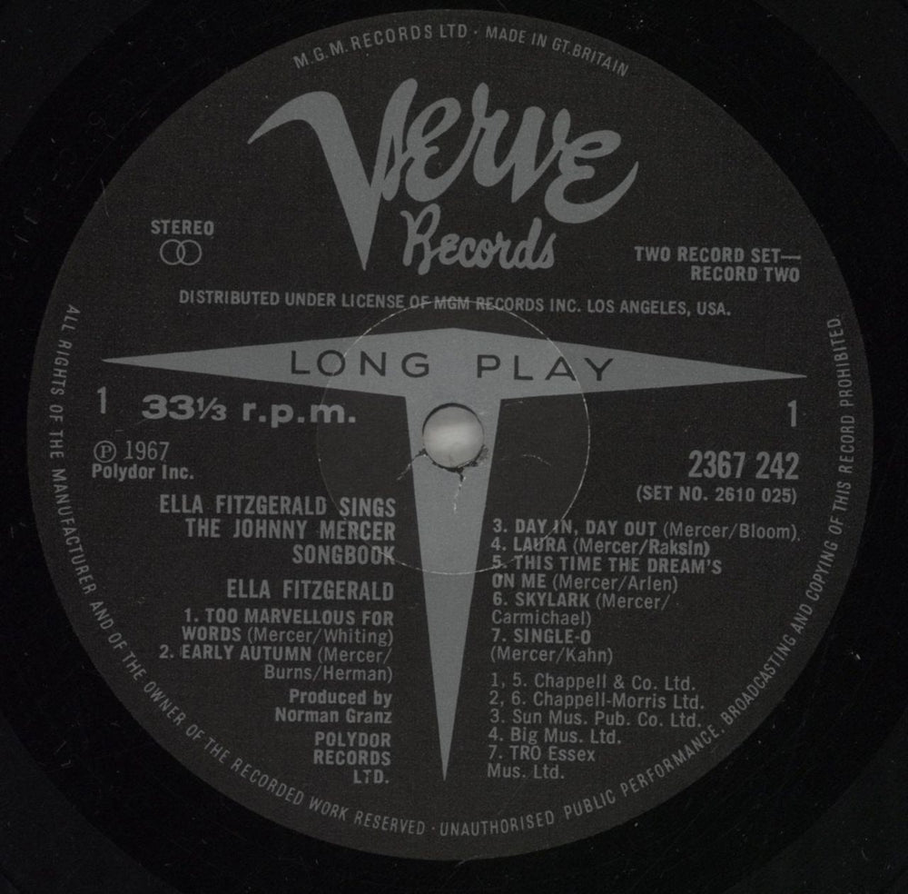 Ella Fitzgerald Sings The Jerome Kern/ Johnny Mercer Songbooks UK 2-LP vinyl record set (Double LP Album) EFZ2LSI879850