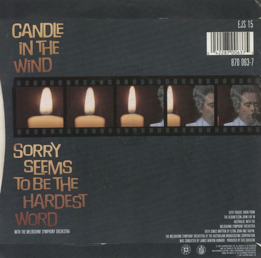 Elton John Candle In The Wind UK 7" vinyl single (7 inch record / 45) 042287006375