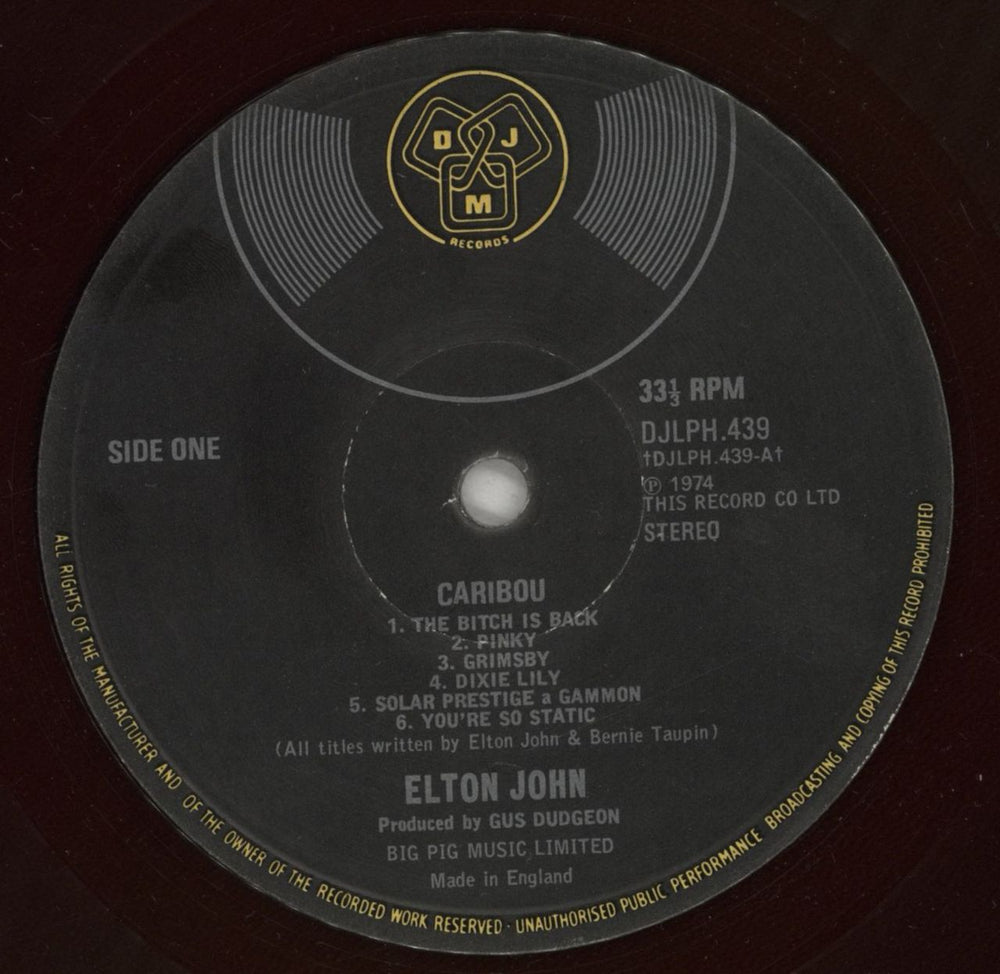 Elton John Caribou - Brown / Red Flecks Vinyl UK vinyl LP album (LP record) JOHLPCA879929