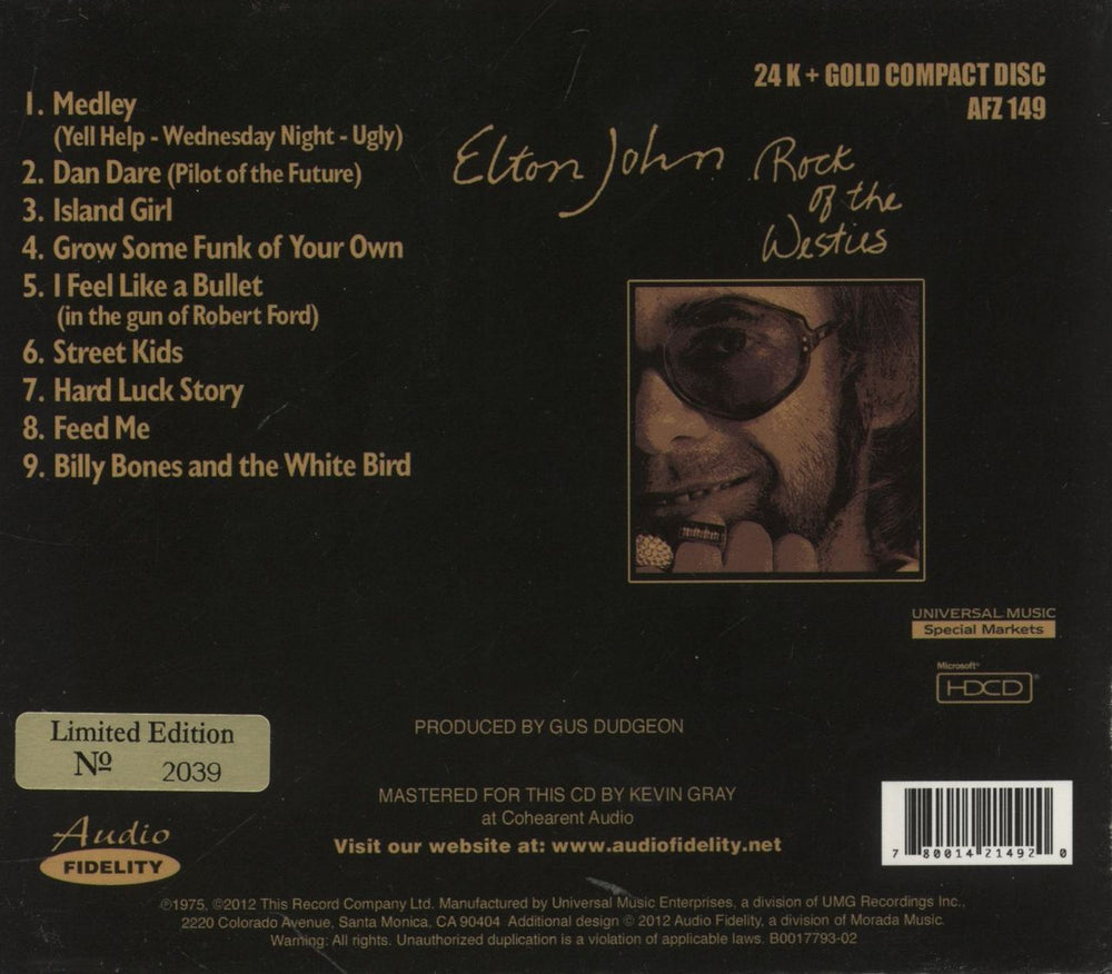 Elton John Rock Of The Westies US CD album (CDLP) 780014214920