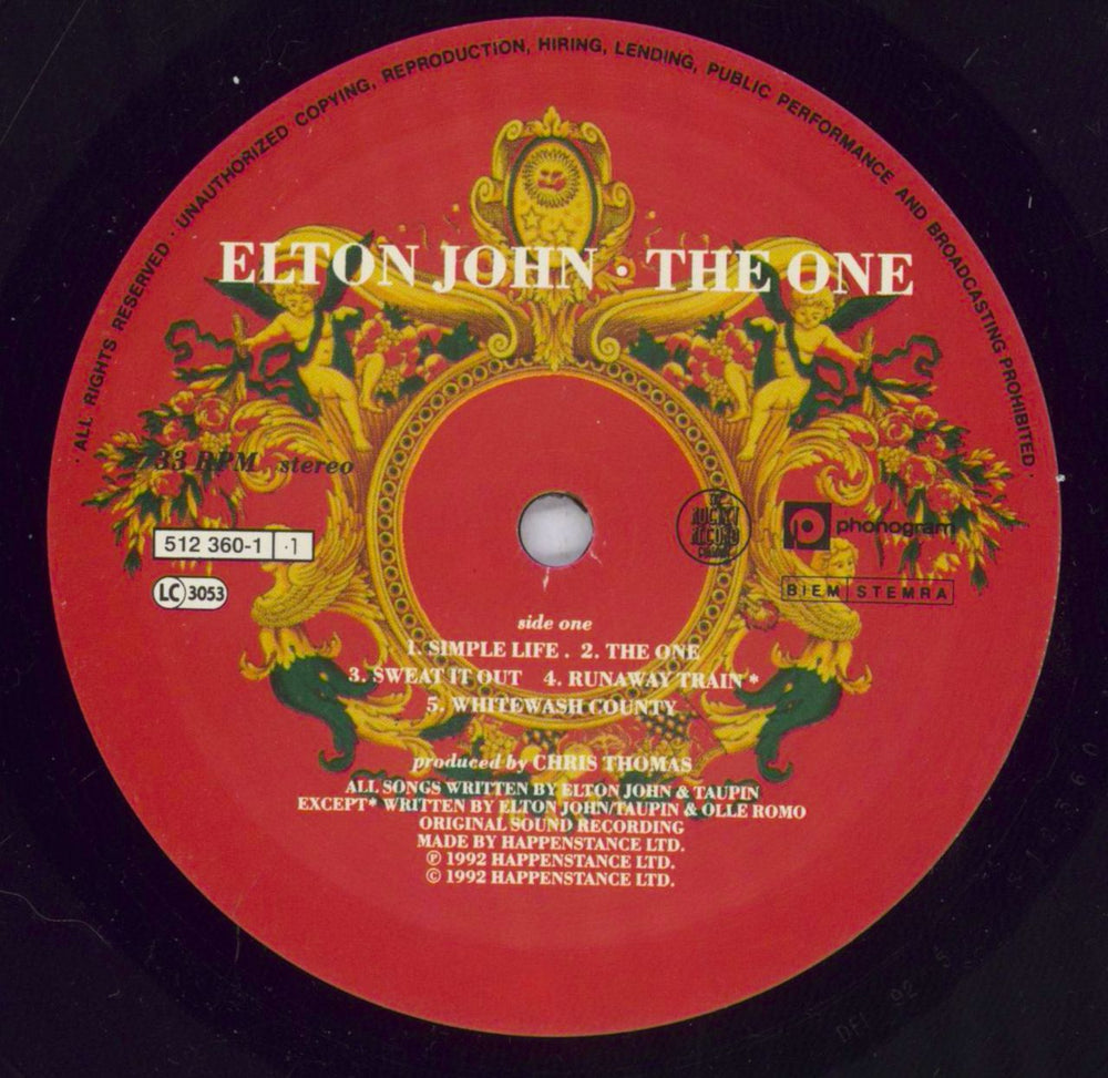 Elton John The One UK vinyl LP album (LP record) JOHLPTH668867