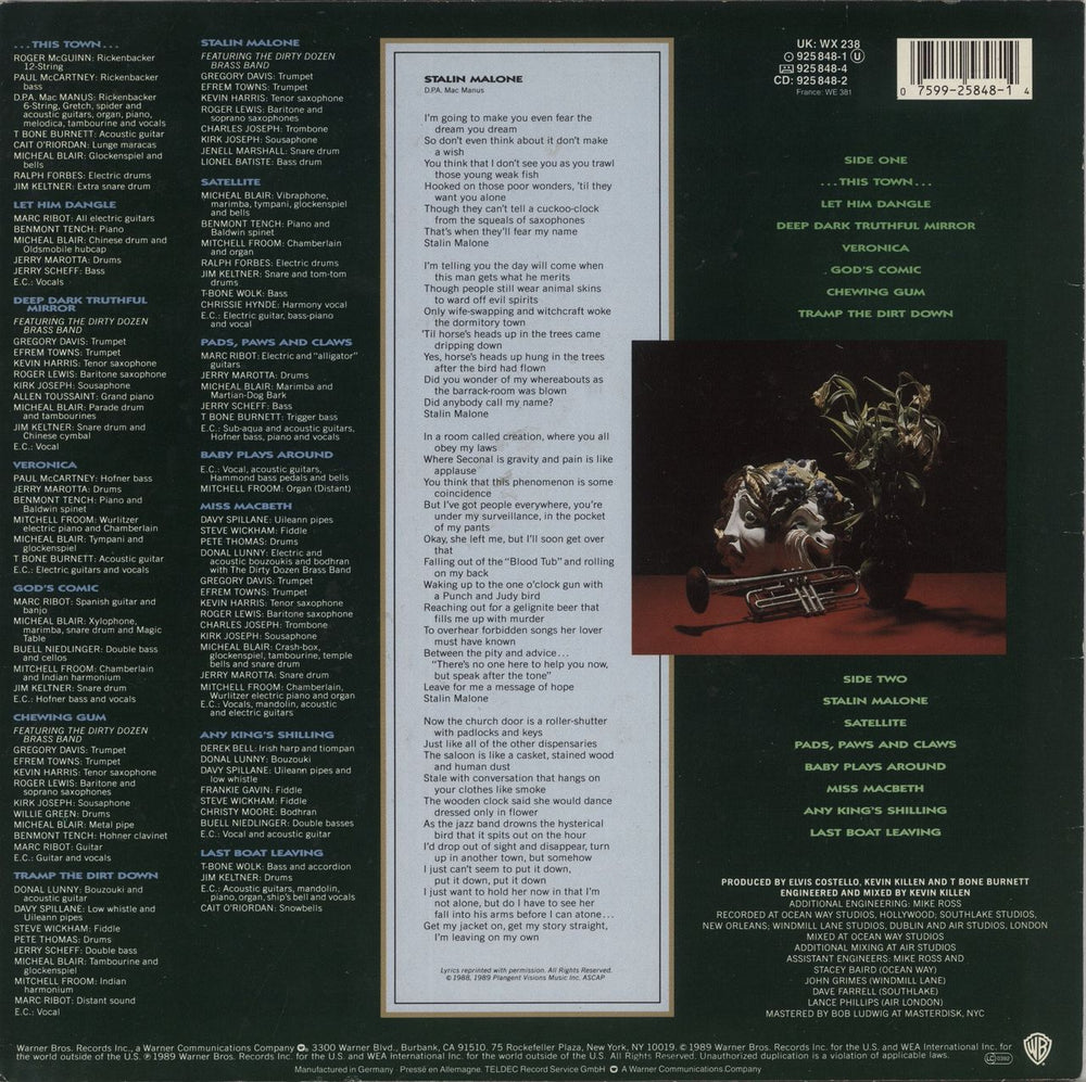 Elvis Costello Spike UK vinyl LP album (LP record) 075992584814