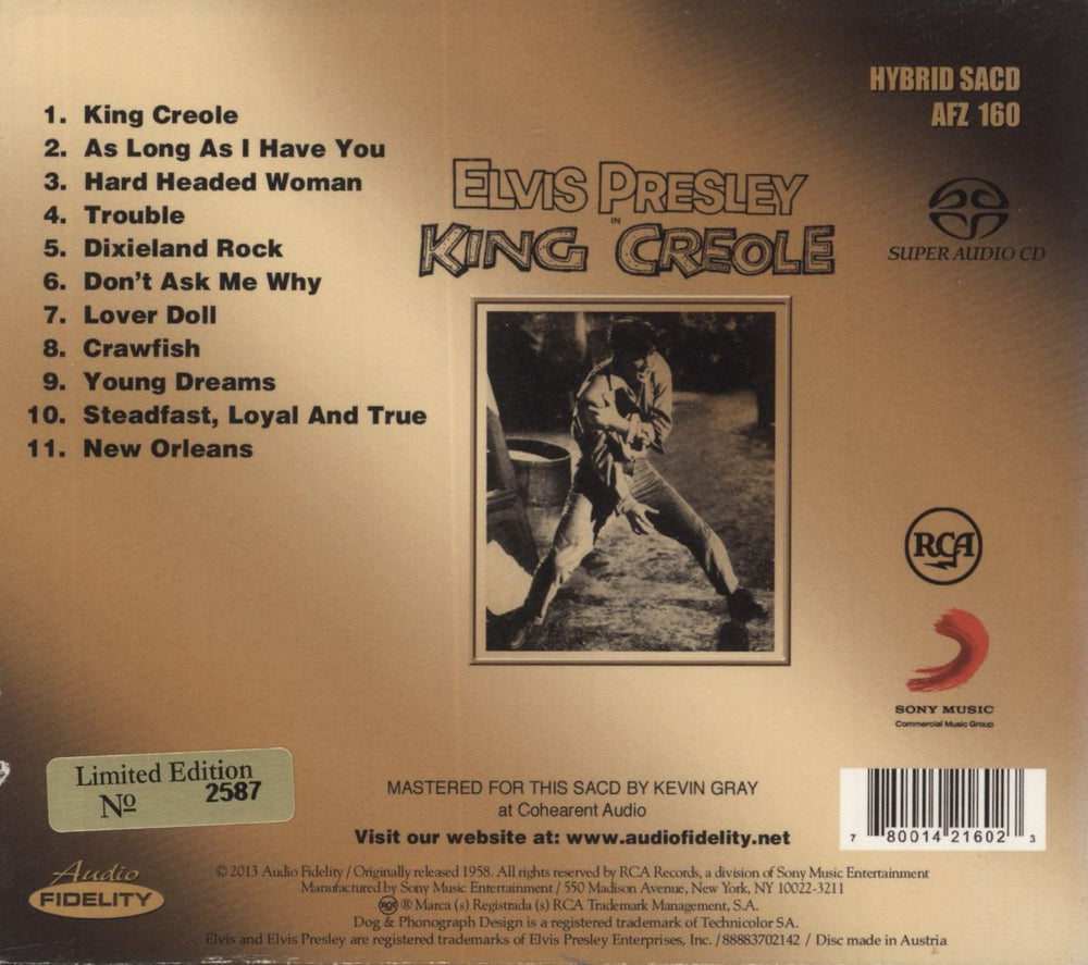 Elvis Presley King Creole US super audio CD SACD 780014216023