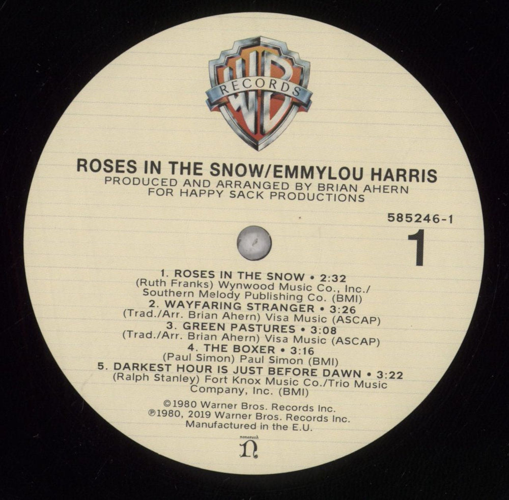 Emmylou Harris Roses In The Snow US vinyl LP album (LP record) ELHLPRO842146