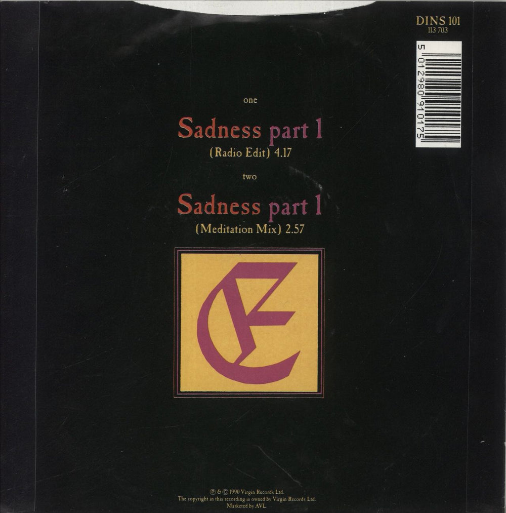 Enigma Sadness Part 1 UK 7" vinyl single (7 inch record / 45) 5012980910175