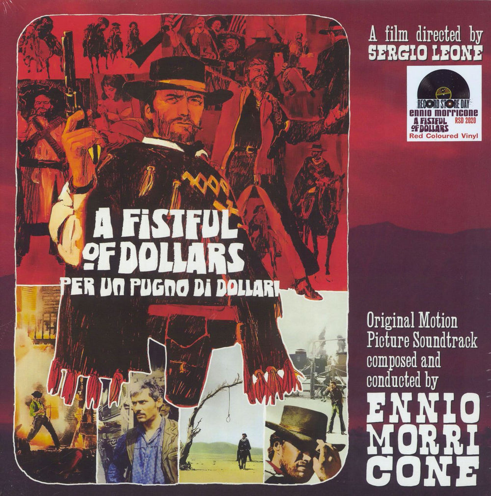 Ennio Morricone A Fistful Of Dollars / Per Un Pugno Di Dollari - RSD - Red Vinyl - Sealed Italian 10" vinyl single (10 inch record) GDMEP6502